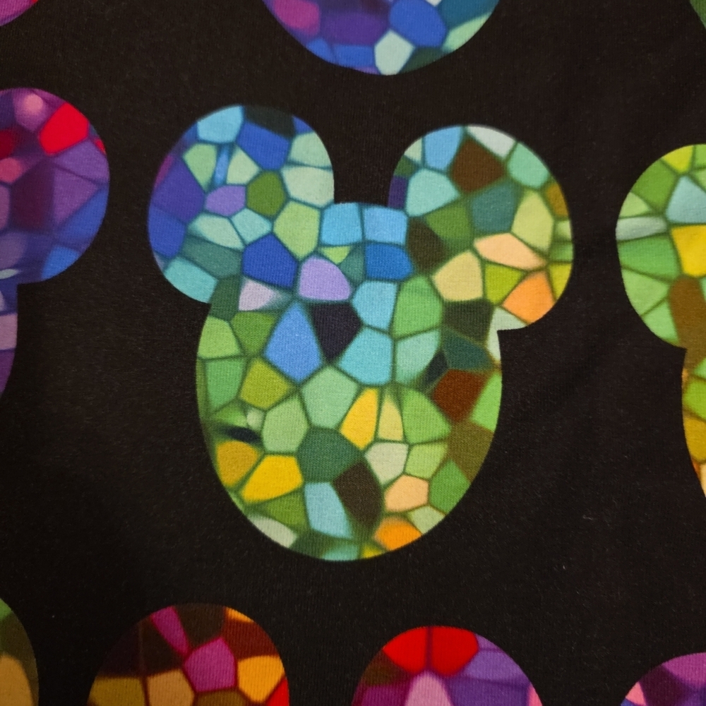 Disney Multicolor Kaleidoscope Mickey Mouse Fabric Remnant Crafts - Picture 5 of 6